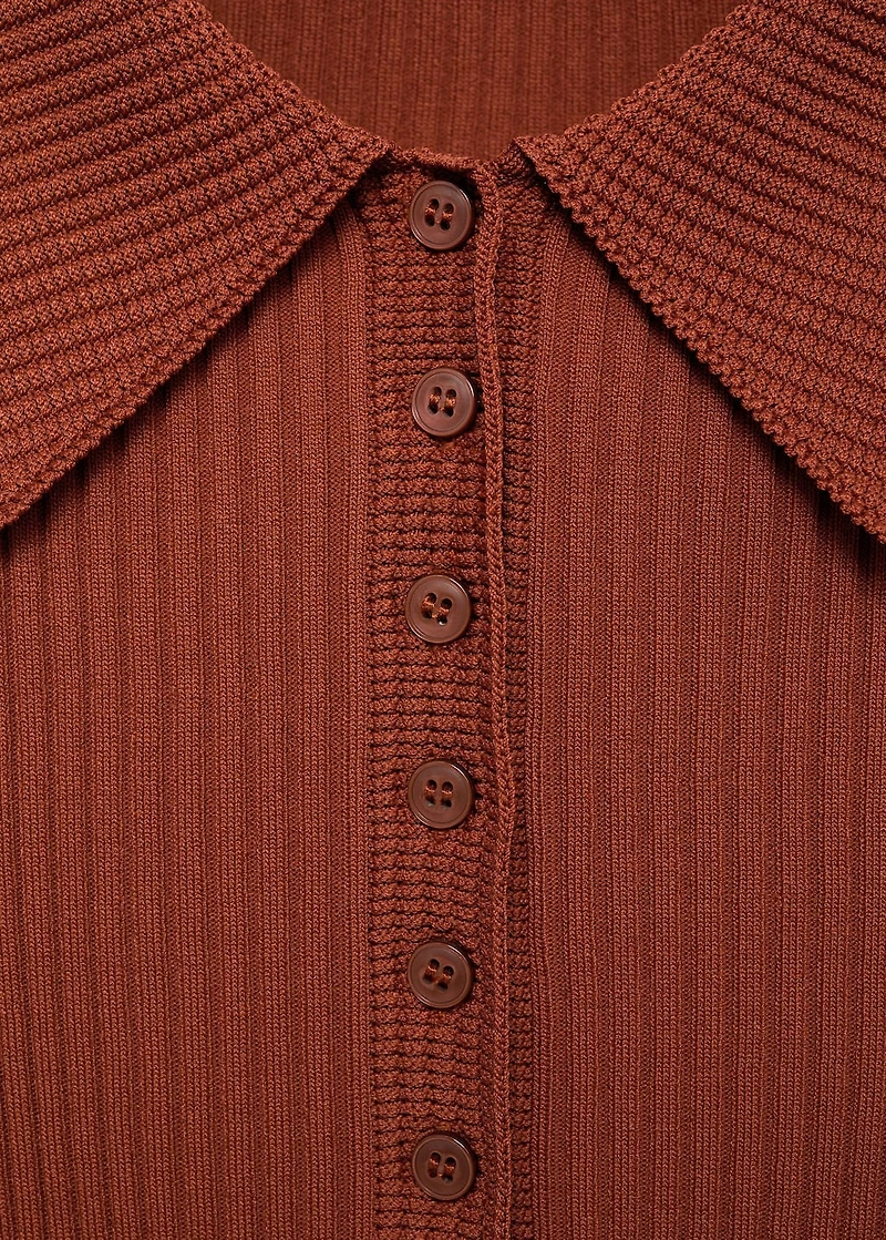 Polo-neck ribbed sweater