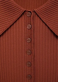 Polo-neck ribbed sweater