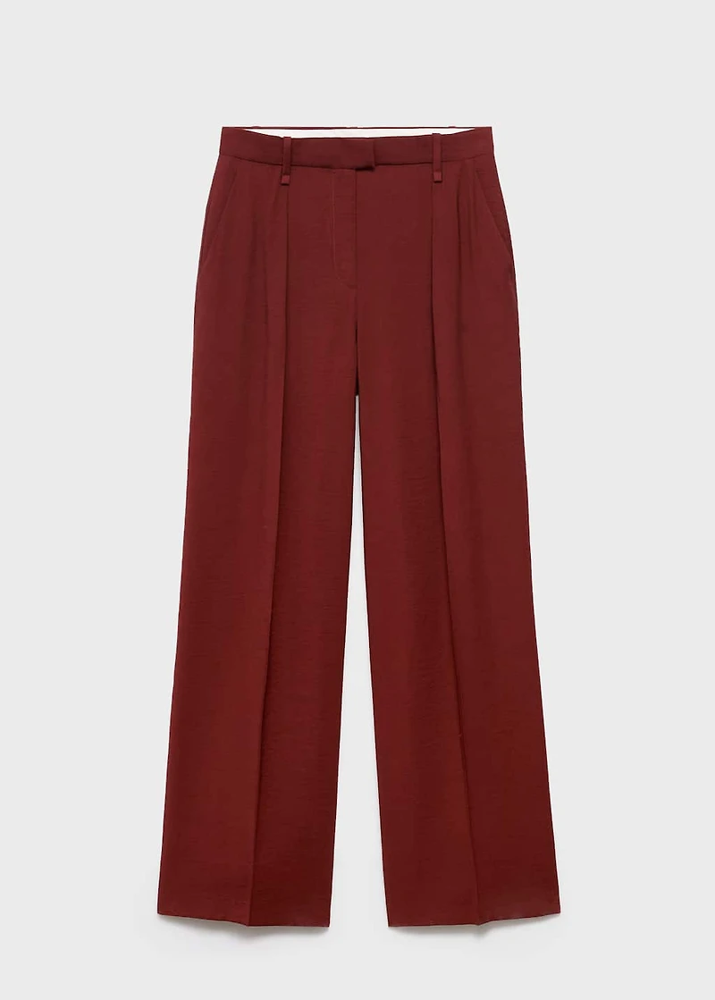 Straight-fit pleated pants