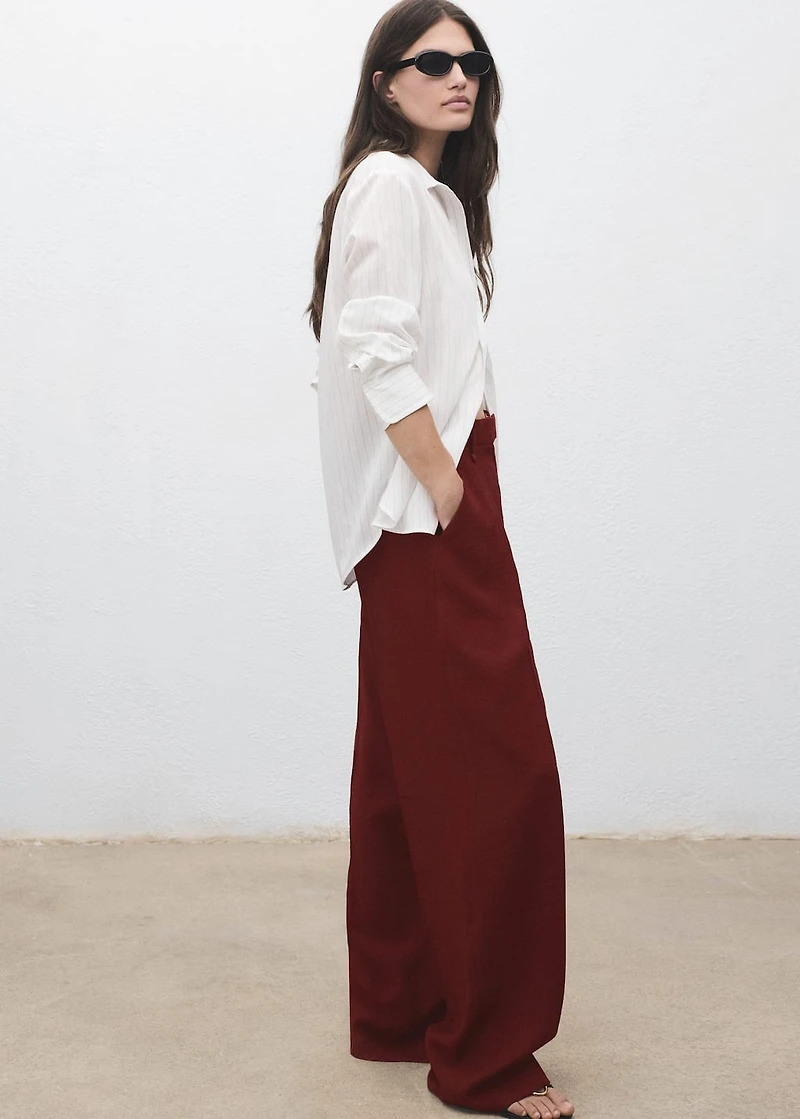 Straight-fit pleated pants