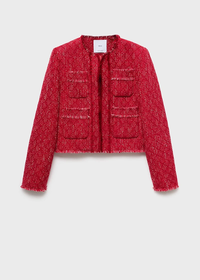 Tweed jacket with frayed ends