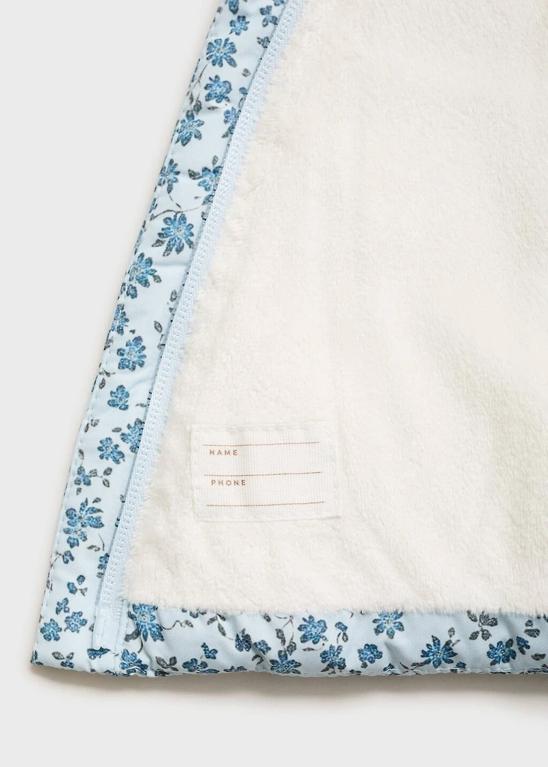 Fur-effect floral-print anorak