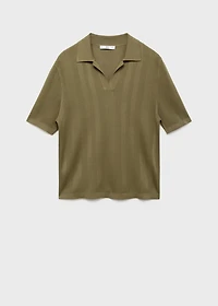 Ribbed knit polo shirt