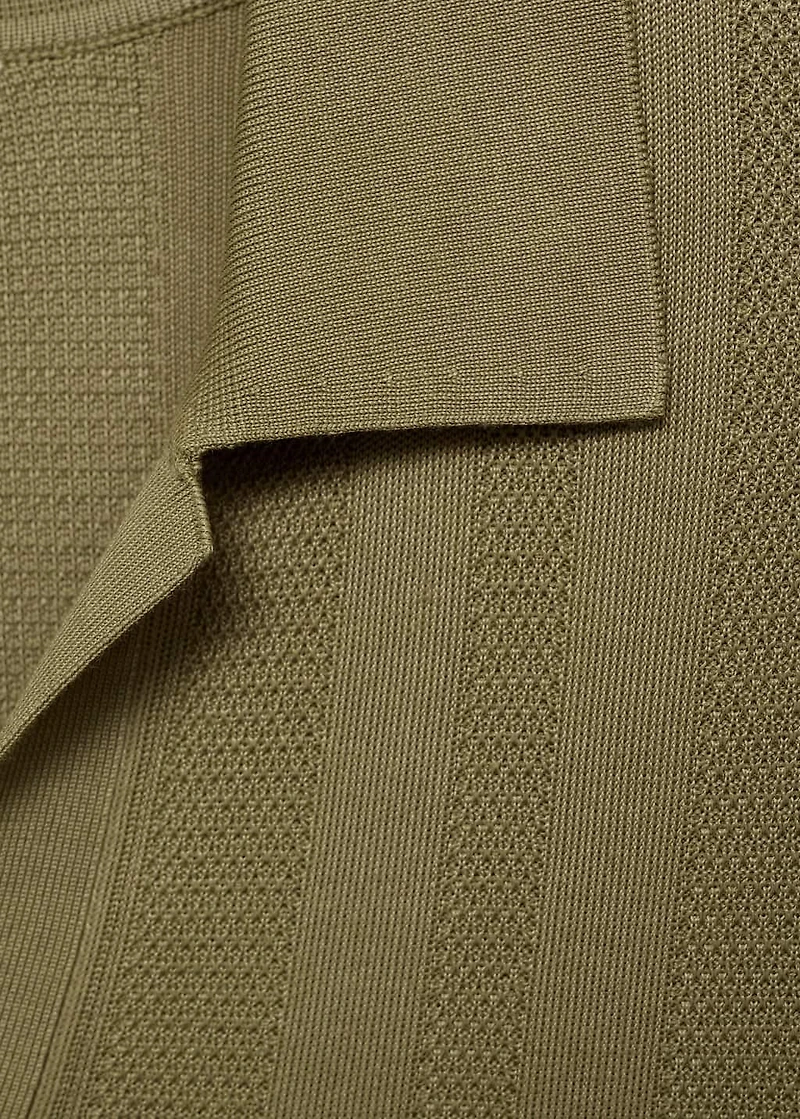 Ribbed knit polo shirt