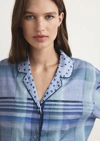 Printed pajama shirt with piping
