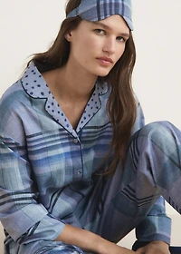 Printed pajama shirt with piping