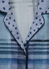Printed pajama shirt with piping