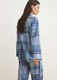Printed pajama shirt with piping