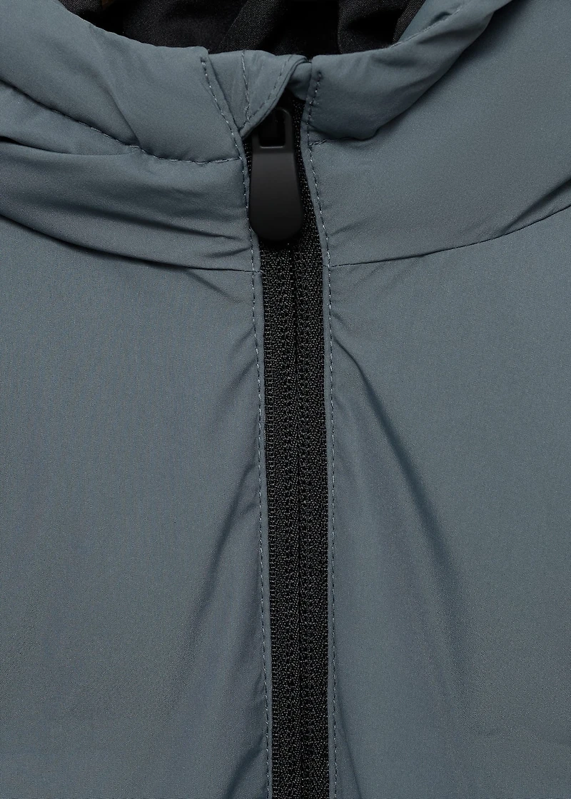 Long padded anorak with hood