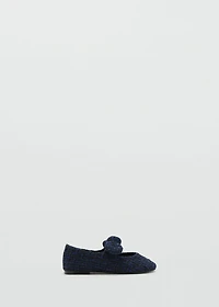 Tweed ballet flats with bow