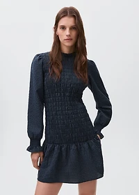Gathered checked dress
