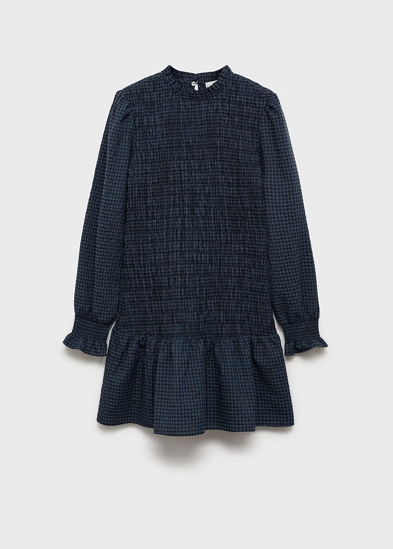 Gathered checked dress