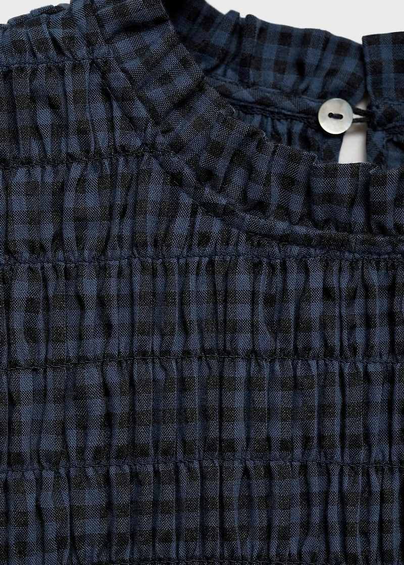 Gathered checked dress