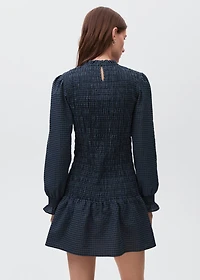 Gathered checked dress