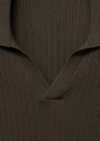 Ribbed knitted polo sweater