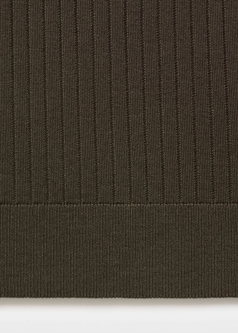 Ribbed knitted polo sweater