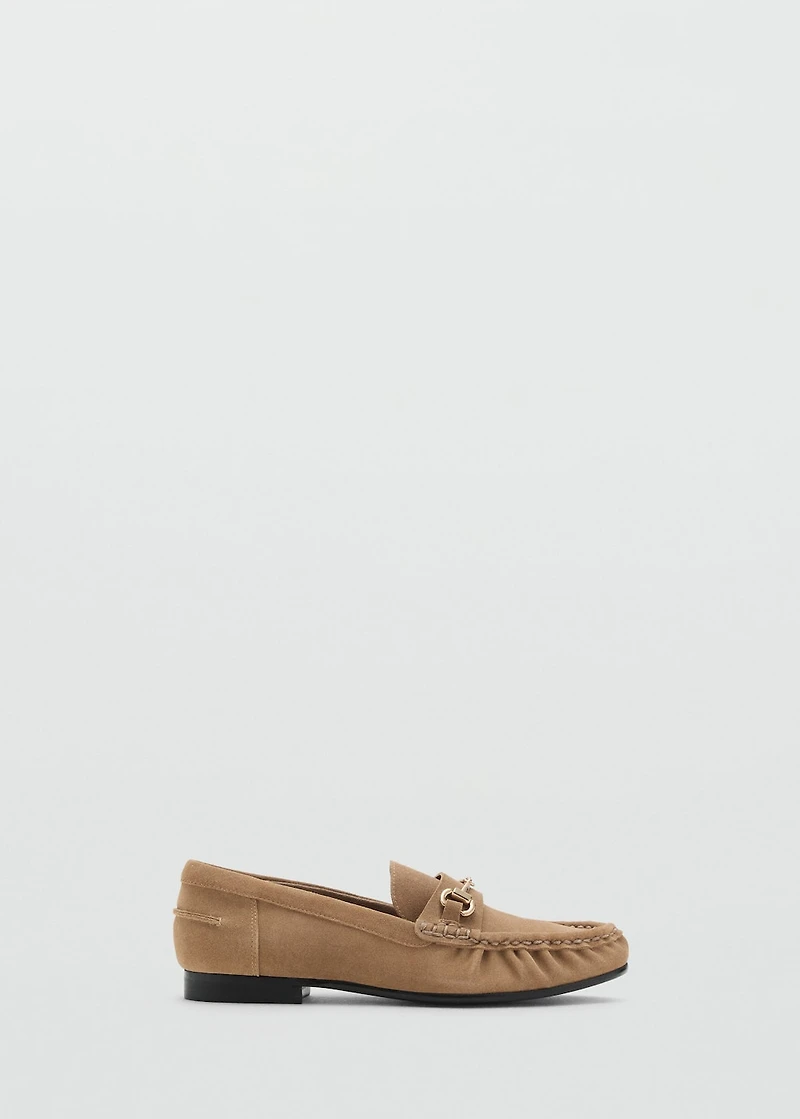 Suede moccasins with buckle