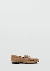 Suede moccasins with buckle