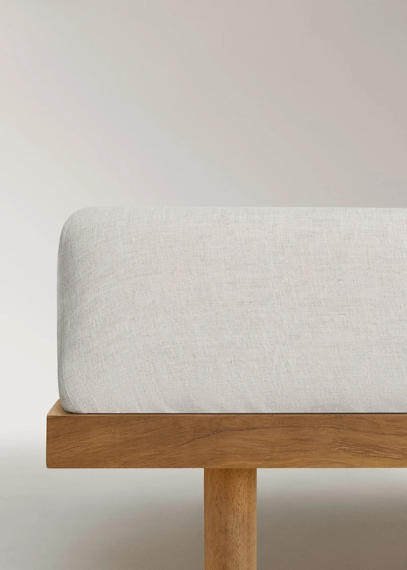 Washed linen children's fitted sheet with hemstitch for 90 cm bed