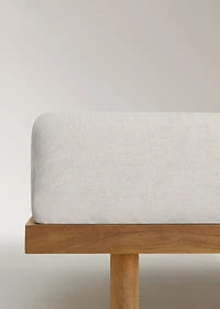 Washed linen children's fitted sheet with hemstitch for 90 cm bed