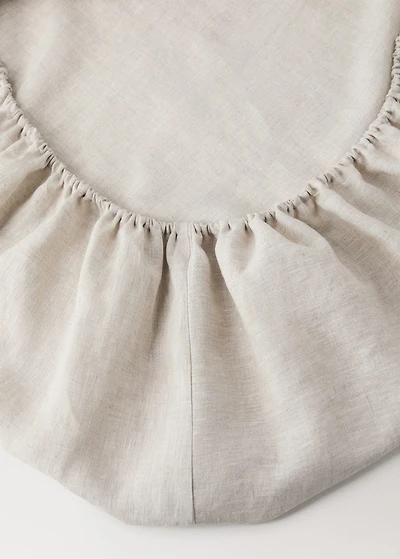 Washed linen children's fitted sheet with hemstitch for 90 cm bed
