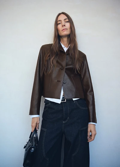 Leather-effect jacket with pockets