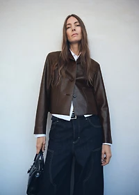 Leather-effect jacket with pockets