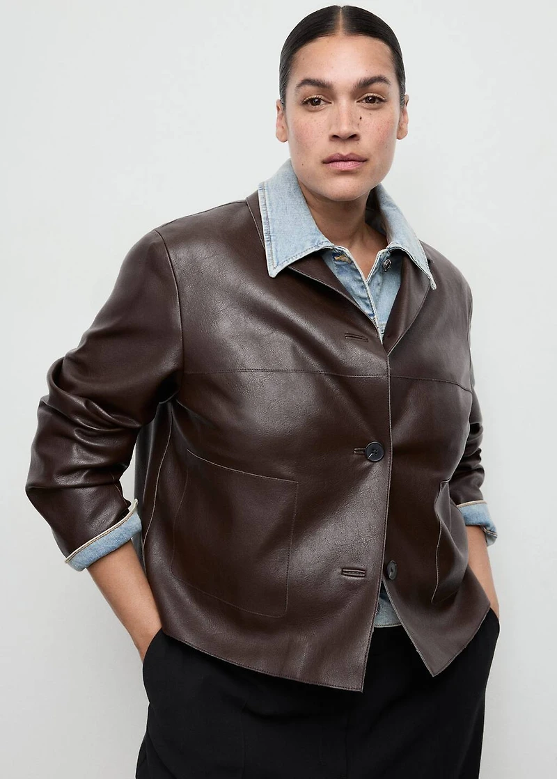 Leather-effect jacket with pockets