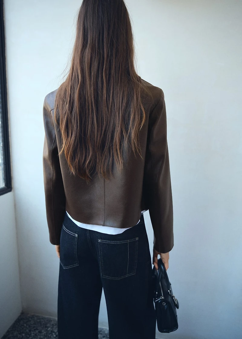 Leather-effect jacket with pockets