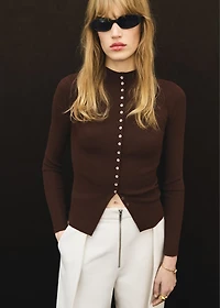 Fine rib knit cardigan