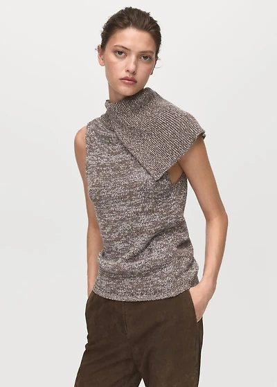 Vest with mottled wrap collar