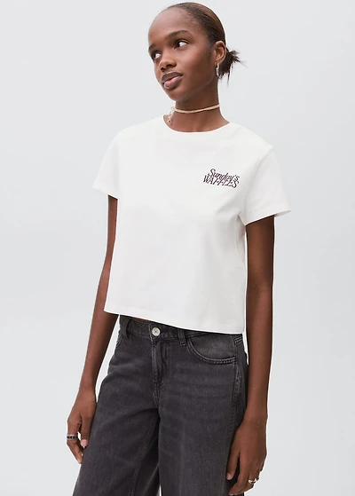 Printed cotton-blend t-shirt