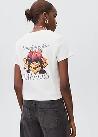 Printed cotton-blend t-shirt