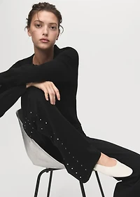 Straight leggings with rhinestones