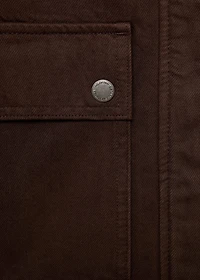 Denim parka with leather-effect collar