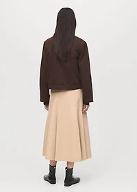 Denim parka with leather-effect collar
