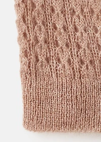 Openwork knitted polo-neck sweater