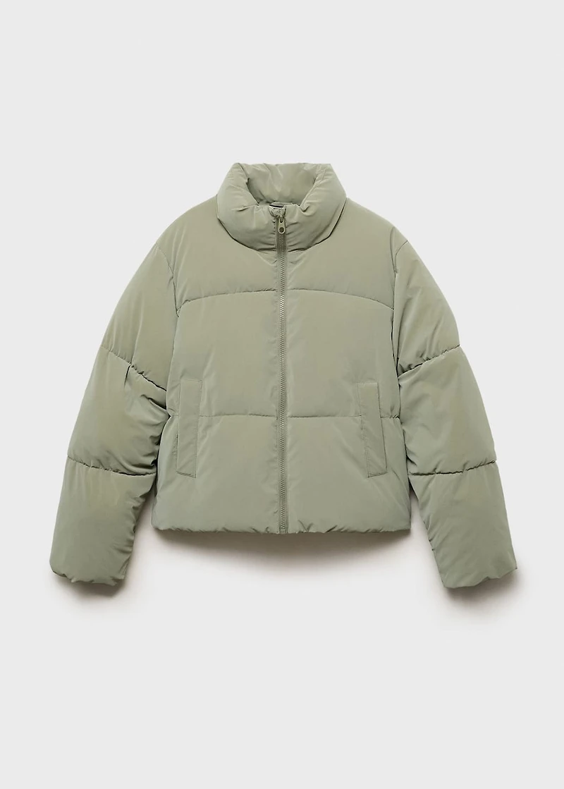 Waxed-effect padded anorak