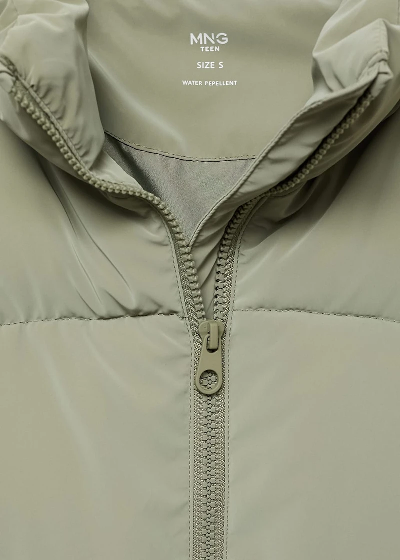 Waxed-effect padded anorak