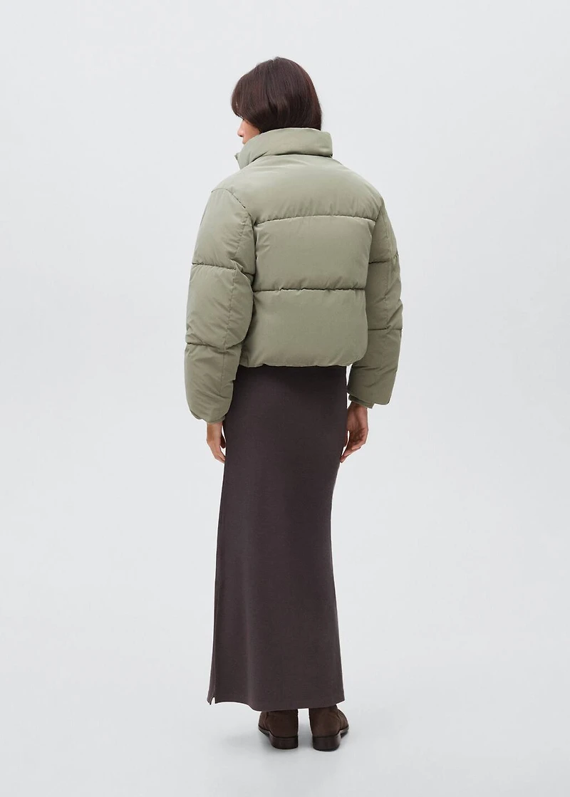 Waxed-effect padded anorak