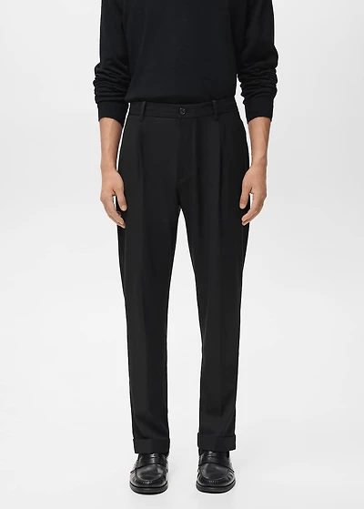 Regular-fit pleated pants