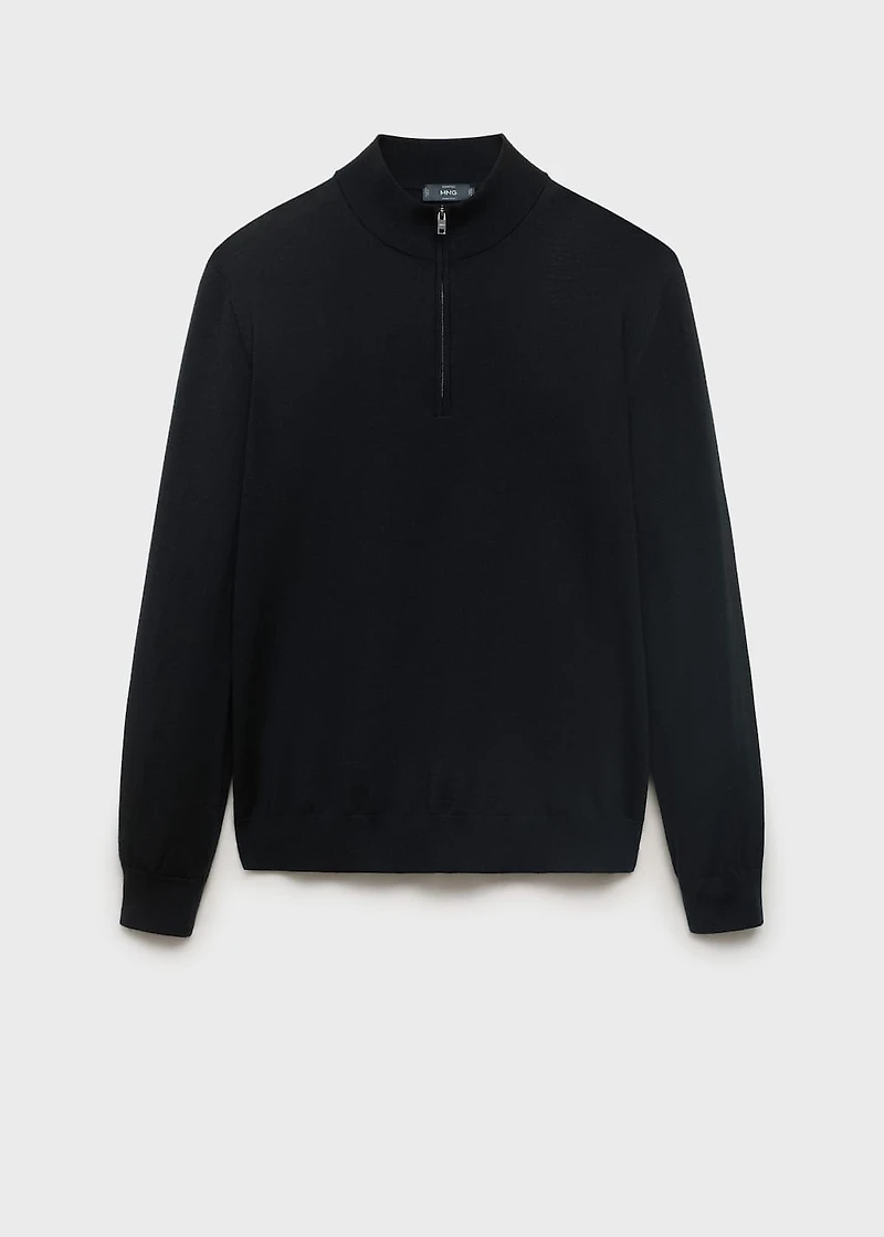 100% merino wool sweater with perkins collar