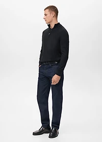 100% merino wool sweater with perkins collar