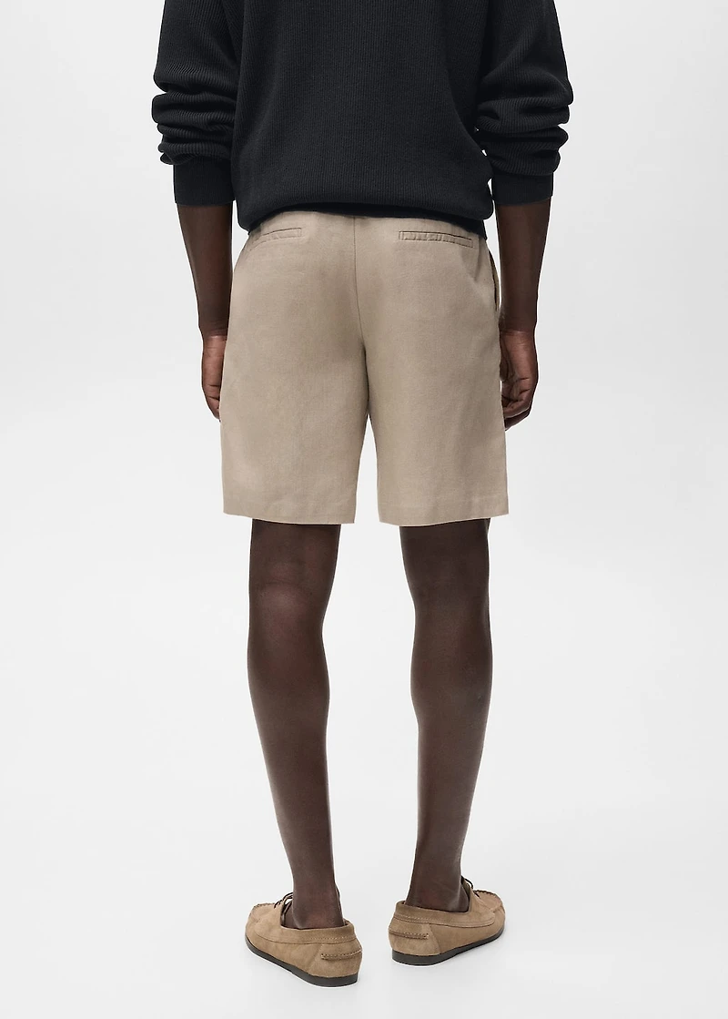 Linen-cotton blend Bermuda short
