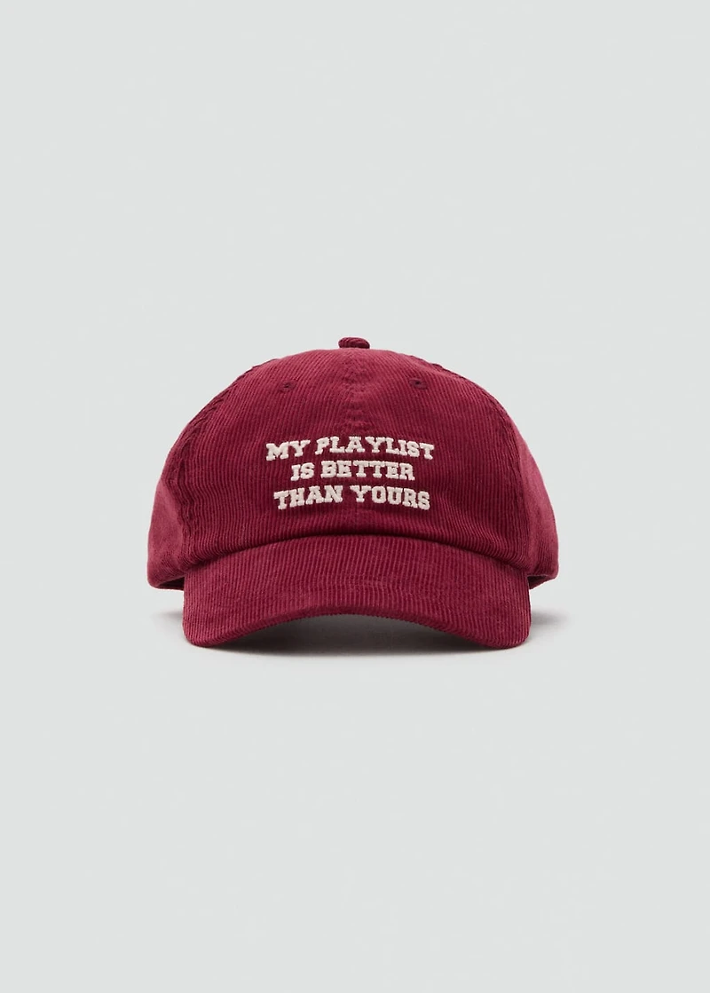 Embroidered corduroy cap