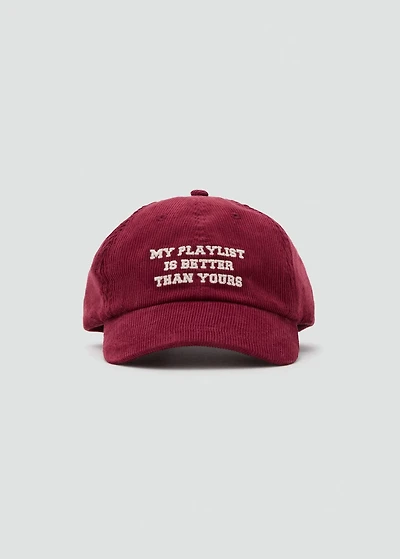 Embroidered corduroy cap