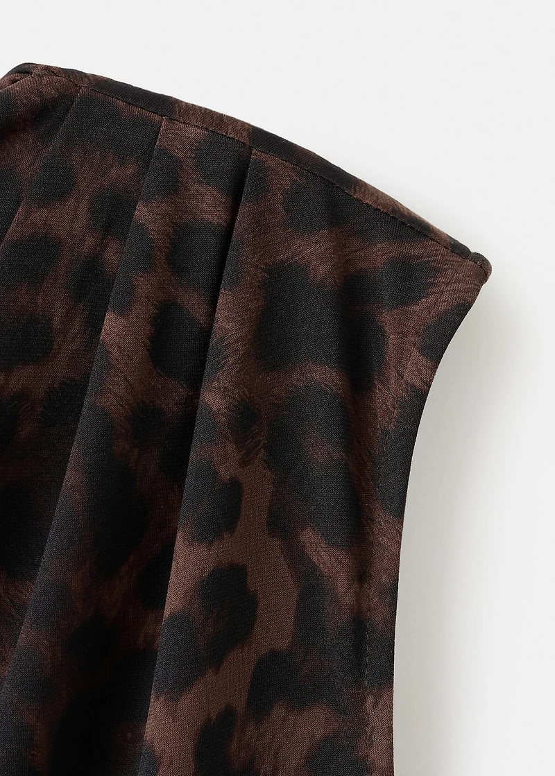 Leopard-print top with asymmetrical collar