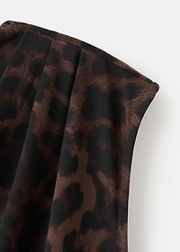 Leopard-print top with asymmetrical collar
