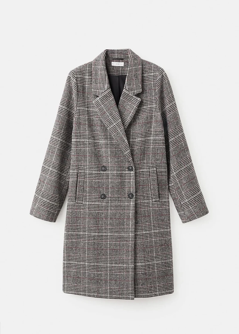 Check wool-blend coat
