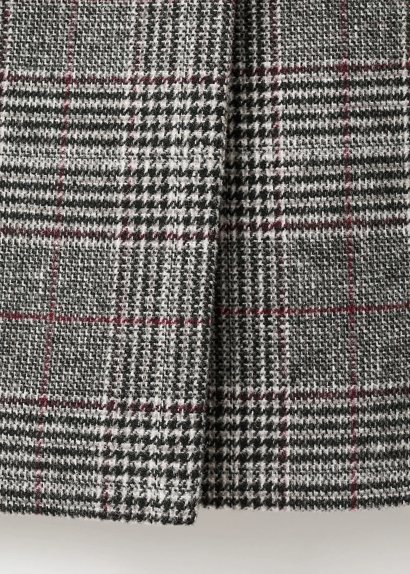 Check wool-blend coat